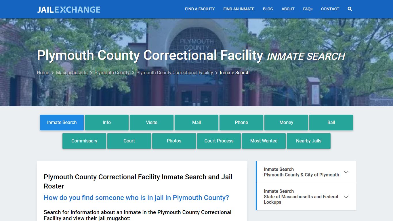 Plymouth County Correctional Facility Inmate Search - Jail Exchange