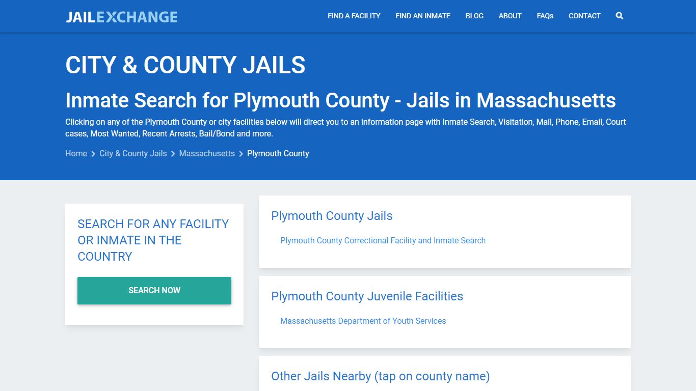 Inmate Search for Plymouth County | Jails in Massachusetts - Jail Exchange