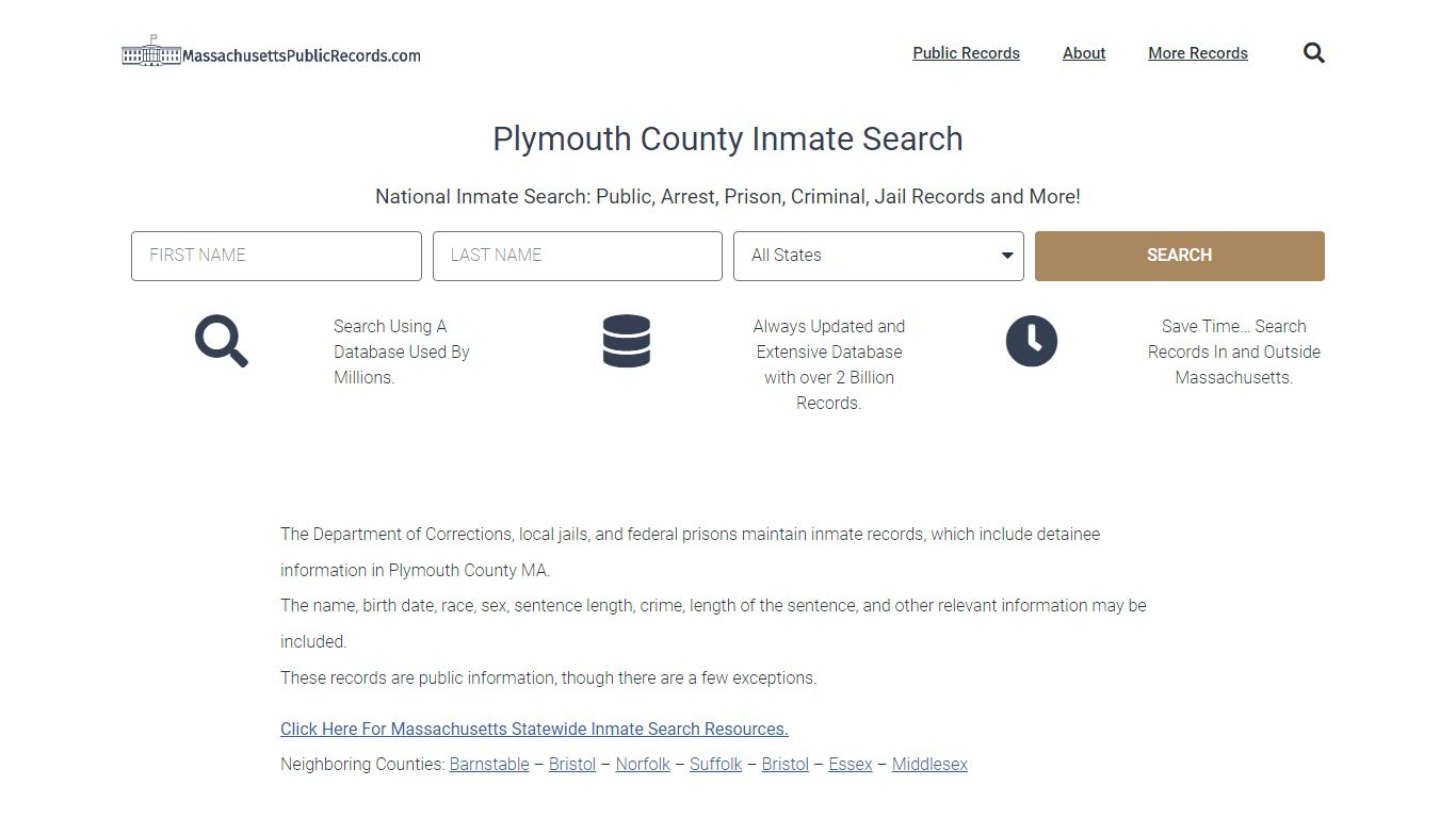 Plymouth County Inmate Search - PCSD Current & Past Jail Records